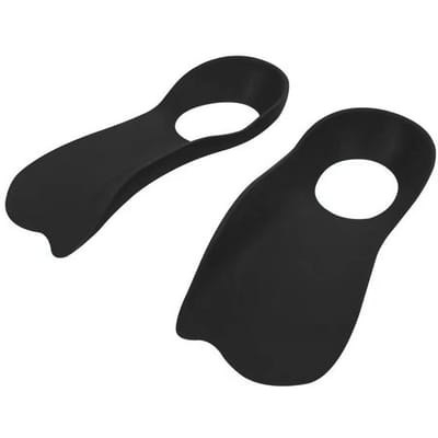 1 Paire Semelles Orthopédiques Talon Pied Plat Semelles de Soutien de la Voûte Plantaire avec Trou pour Corriger Jambe Type O X S for Children (28‑34) noir