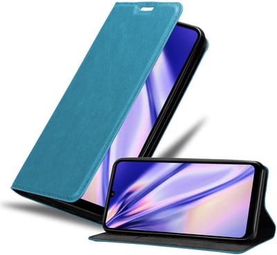 Cadorabo Hoesje geschikt voor Huawei Y6P in BENZINE TURKOOIS - Beschermhoes met magnetische sluiting, standfunctie en kaartvakje Book Case Cover Etui