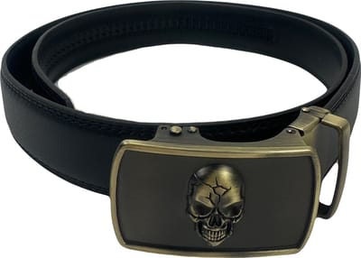 Marco Rossi heren riem - schedel / skelet / skeleton brons Hardware - Riem heren - zwart - riemen heren automatische gesp - cadeau voor man - koe leer - 120 cm