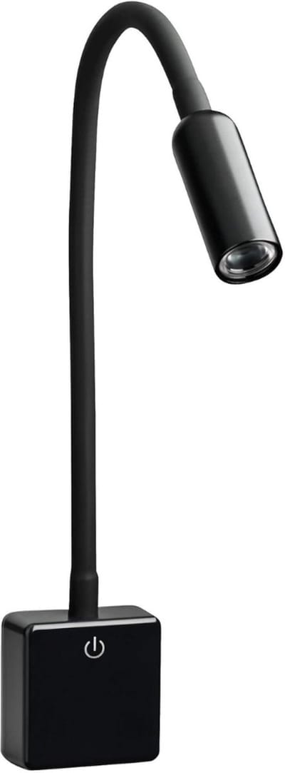 Verte Stekkerspot Dimbaar - LED-Lamp met Fitting - Dimbaar - Wandlamp met Stekker - 4W - Flexibele Zwanenhals - Neutraal Wit 4000 K - Leeslamp - Nachtlamp - Zwart