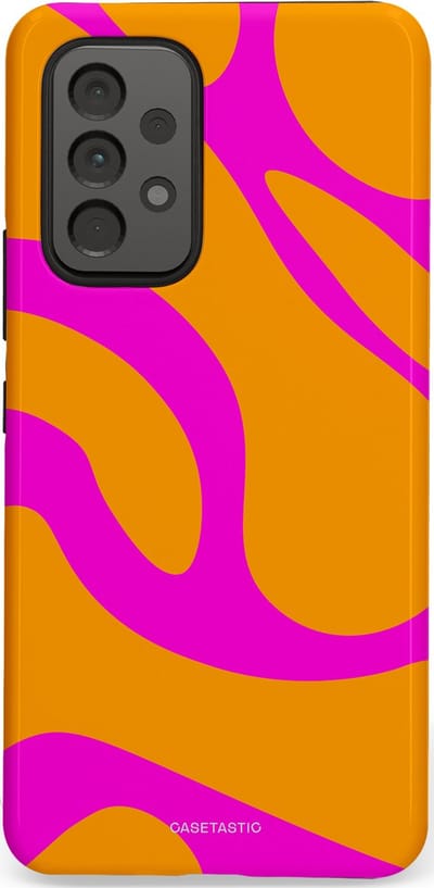 Casetastic Hoesje Geschikt voor Samsung A53 - Stijlvolle Beschermende Duo-layer Case - Zonnige Zebra Roze-Oranje