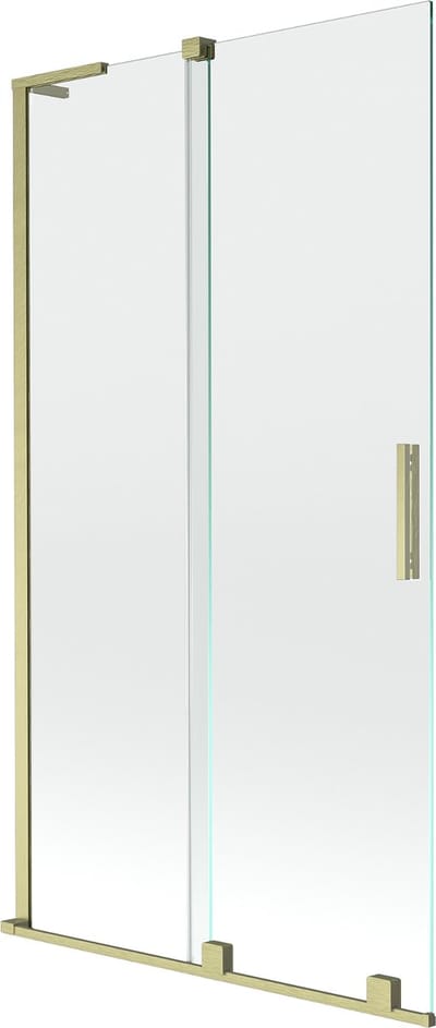 Mexen Velar L douchewand 2-delig schuifbaar 100 x 150 , transparant, goud geborsteld - 896-100-003-01-55
