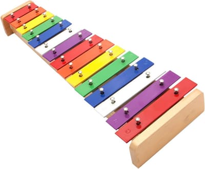 Houten xylofoon - Glockenspiel muziekinstrument - Muziek leren spelen - 15 gekleurde noten - 38 cm - Gekleurd