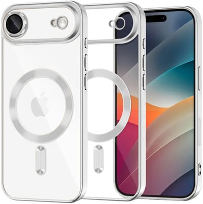 Hoesje geschikt voor Apple iPhone Air - Techsuit Luxury Crystal Back Cover - Geschikt voor MagSafe - Transparant/Zilver