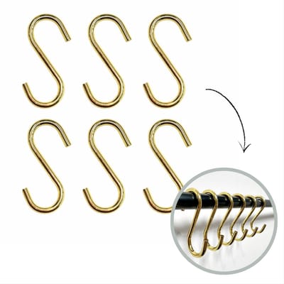 Hoya living - S haken Goud - 6 stuks - 6cm (klein) - ophanghaken - kapstokhaken - S haakjes