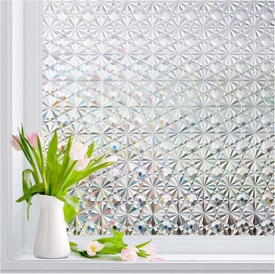 Raam Privacy Film Regenboog Film - Decoratieve Raamsticker - 3D Statisch Gekleurd Glas Zelfklevend Thuis Warmte Controle Niet-klevend - Voor Deuren, Ramen - 50cm*200cm