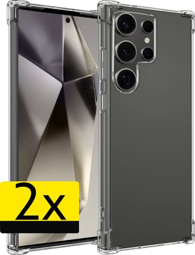 Hoesje - 2 Stuks - Geschikt voor Samsung Galaxy S24 Ultra - Sterk & Shockproof - Siliconen Case - Back Cover - Telefoon Hoes Shock Proof - Telefoonhoesjes - Transparant