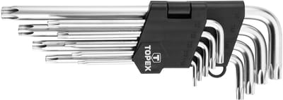 Topex - Lange Torx Sleutelset - 9 Stuks - Chroom-Vanadiumstaal - Praktische Opbergdoos
