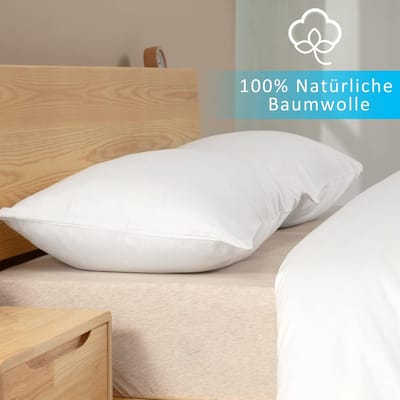 Famanu - Kussenslopen 40x70 cm wit set 2, 100% katoen met ritssluiting, superzacht anti-allergisch en ademend, hoofdkussensloop