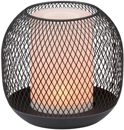 Grundig Solar Tafellamp - Zwarte Metalen Lantaarn - IP44 Weerbestendig - Ø13x14 cm
