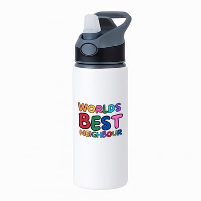 Hacebo® - world's best neighbour waterfles met rietje zwart - Buurman - beste buurman - verjaardagscadeau - kado - gift - water fles - 650ML