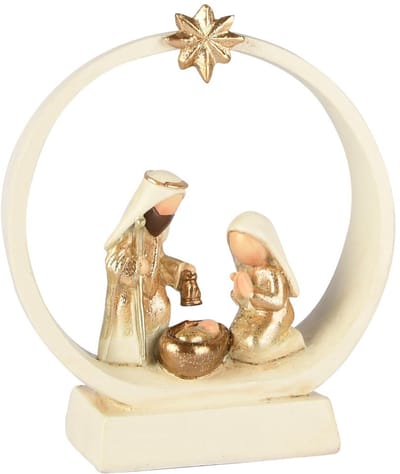 Dekoratief | Kerststalfiguren in boog, wit/goud, resina, 10x4x12cm | A255708