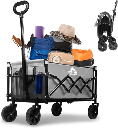 Opvouwbare Transportkar - Draagbare Wagen - Buitenactiviteiten - Hoge Laadcapaciteit 158kg - 68x33x53 cm - Grijs