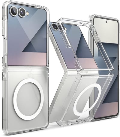 Ringke Fusion Magnetic | Hoesje Geschikt voor Samsung Galaxy Z Flip 7 | Compatibel met MagSafe / Qi2 | Back Cover met Militaire Standaard | Transparant