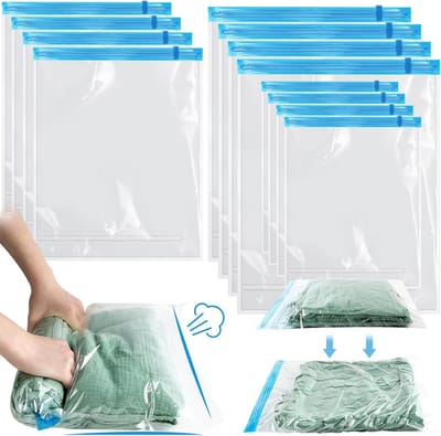 Famanu – Vacuümzakken - met de hand opgerold - 12 stuks - vacuümzakken - waterdicht en herbruikbaar - vacuümzakken voor het rollen van kleding - geen pomp nodig