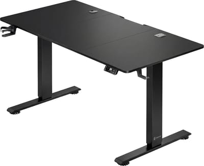 Casaria Zit sta bureau - Elektrisch Verstelbaar USB 140x60cm – Zwart