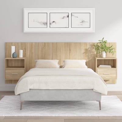 vidaXL - Hoofdbord - met - kastjes - bewerkt - hout - sonoma - eikenkleurig