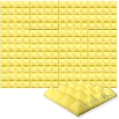 Akoestische Platen - Geluidsabsorberend Schuim - Geluidsstudio Verbeteren - Hoge Dichtheid Schuim - 25x25x5 cm - Geel