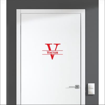 Deursticker Met Naam -  Viktor - Rood