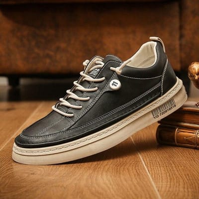Heren Casual Sneakers Pu Leer Zomer Wandelschoenen Heren Lage Schoenen Mode Heren Gevulkaniseerde Schoenen Zachte Platform Sneaker 44 zwart
