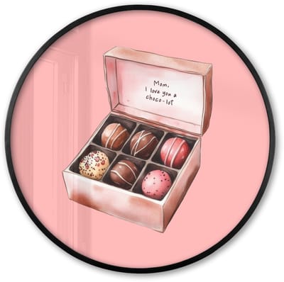 Poster in lijst Rond - Fotolijst 60x60 cm - Posters - Doosje - Bonbons - Liefdevolle - Tekst - Ronde posterlijst zwart - Decoratie - Wanddecoratie woonkamer - Muurdecoratie slaapkamer