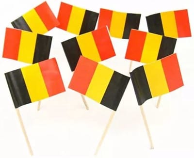 Akyol - 10 x cocktailprikkers Belgische vlag - cocktailprikkers vlag - party prikkers - België prikker - pizza- verjaardag – België - Prikkers–feestprikkers – feest