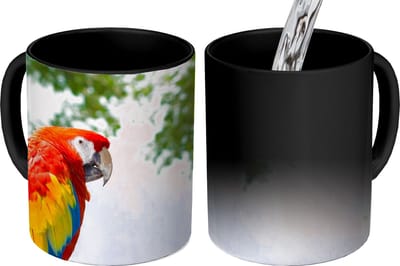Magische Mok - Foto op Warmte Mokken - Koffiemok - Papegaai - Vogel - Regenboog - Tropical - Magic Mok - Beker - 350 ML - Theemok