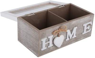 Dailygoody - Houten Theezakje Opbergdoos - Thee Organizer - Natuurlijk Hout - Draagbaar - Milieuvriendelijk - Geschikt voor Thuis en Restaurant - 19 x