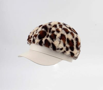 Dames Ballonpet Daisy – Pet - Panterprint  – Ø 22cm – Bruin/Creme maat S