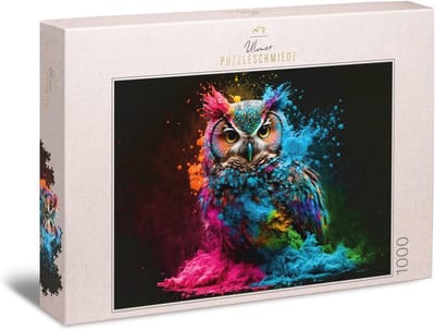 Kleurrijke Nachtvogel: Puzzel van 1000 Stukjes met Uilmotief
