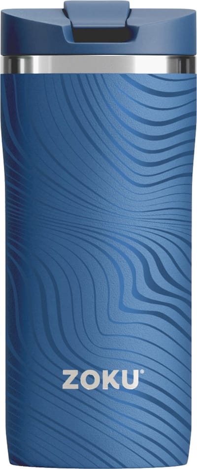 Thermosbeker, 355 ML, RVS/Polypropyleen, BPA vrij, Blauw met Print- Zoku