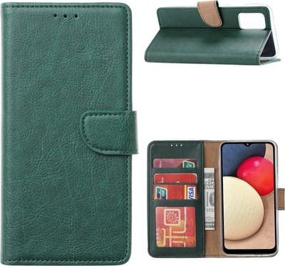 Hoesje Geschikt Voor Samsung Galaxy A02s Hoesje Geschikt Voor Samsung Galaxy A02s bookcase wallet case - Groen