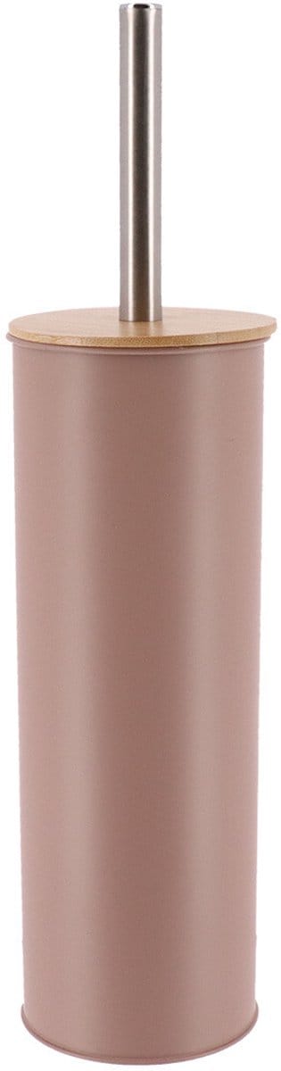 Tendance Toilet/badkamer toiletborstel met houder - Bamboo Vibe - taupe - D10 x H40 cm