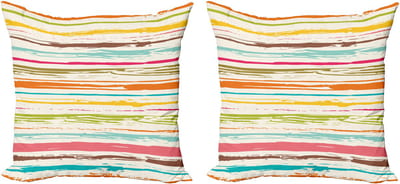 ABAKUHAUS Kleurrijke decoratieve kussenhoezen, 2-pack, horizontale strepen grunge, modern accent, dubbelzijdige digitale print, 40x40 cm, meerkleurig
