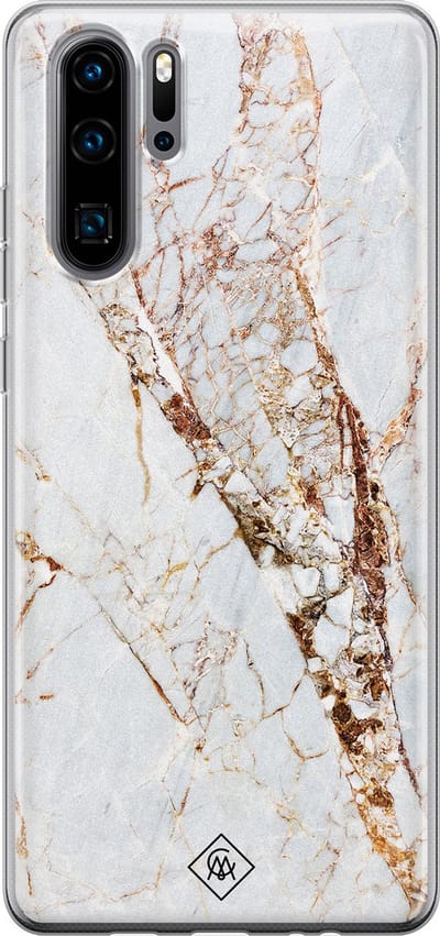 Casimoda® hoesje - Geschikt voor Huawei P30 Pro - Marmer Goud - Siliconen/TPU - Soft Case - Goudkleurig - Marmer