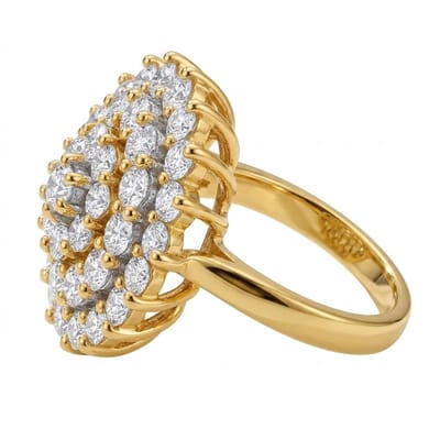 Wit goudkleurige ring dames maat 9 met steen bloemen ring cluster steentjes bloemvormige ring statement ring met transparante stenen