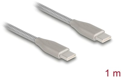 Delock USB-C™ cable with metal sheath USB Type-C™ male to male PD 3.0 60 W 1 m silver