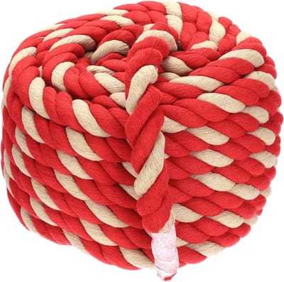 Katoenen Touw - Gedraid Touw - Ambachten Decoratie - Natuurlijk Materiaal - 1 Inch 50 Voet - Rood Bruin