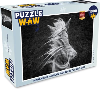Puzzel Manenkam van een paard in zwart-wit - Legpuzzel - Puzzel 1000 stukjes volwassenen