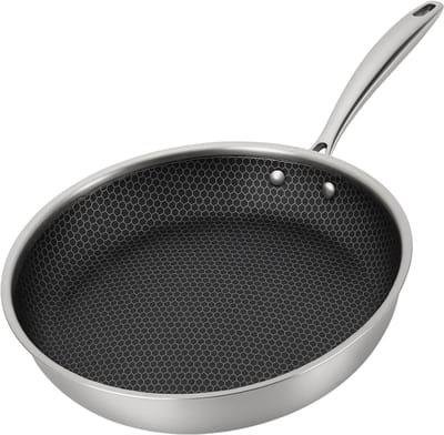 Koekenpan Ø 28cm - RVS - Inductie - Honingraat Anti-Aanbak - Alle Warmtebronnen - PTFE en PFAS vrij