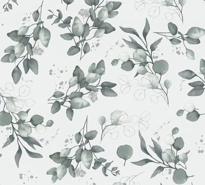 EUCALYPTUS TAKKEN BEHANG | Engelse Style - Wit Groen Zilver - A.S. Création Pure Elegance