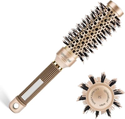 Ronde Haarborstel voor Droog Föhnen, Stylen, Krullen en Gladmaken - 25mm Borstel met Wildhaar voor Glans en Volume