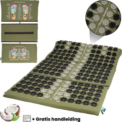 Miseru Spijkermat - Accupressuur Mat - 71x45 cm - 3-delig & Afritsbaar - Duurzaam Materiaal - Spijkerbed - Shakti Massage