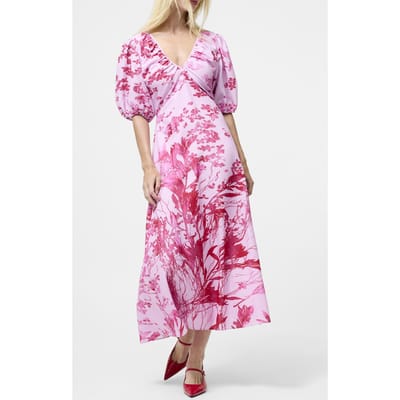 French Connection Isla Odette Twist Neck Tea Drs Violet Pink Multi Größe: 18 | Maxikleider Outlet | Damen | Rosa