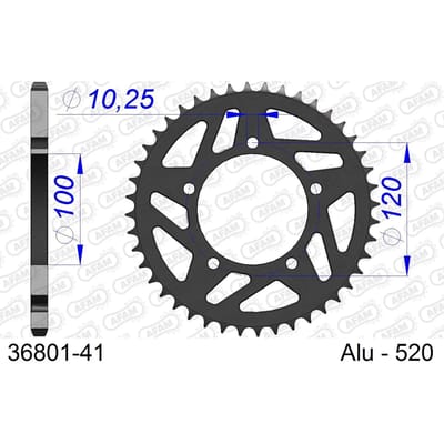 Aluminium tandwiel achter Afam 520 41 dents
