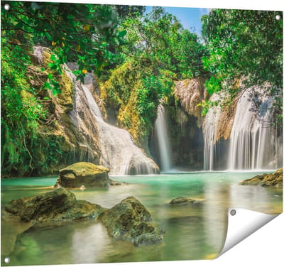 Gards Tuinposter Tropische Waterval - 100x80 cm - Tuindoek - Tuindecoratie - Wanddecoratie buiten - Tuinschilderij