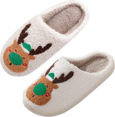 JAXY Smiley Slippers - Smiley Pantoffels - Pantoffels - Smiley Sloffen - Pantoffels Dames en Heren - Sloffen - Sloffen Dames en Heren - Maat 39-40 - Rendier Groen