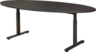 Vergadertafel Quick ellips 220x110cm frame Aluminium (RAL9006) blad Havanna