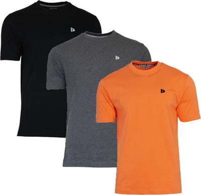 3-Pack Donnay - T-shirt (Vince) - Sportshirt - Heren - Black/Charcoal-marl/Apricot orange (566) - maat S