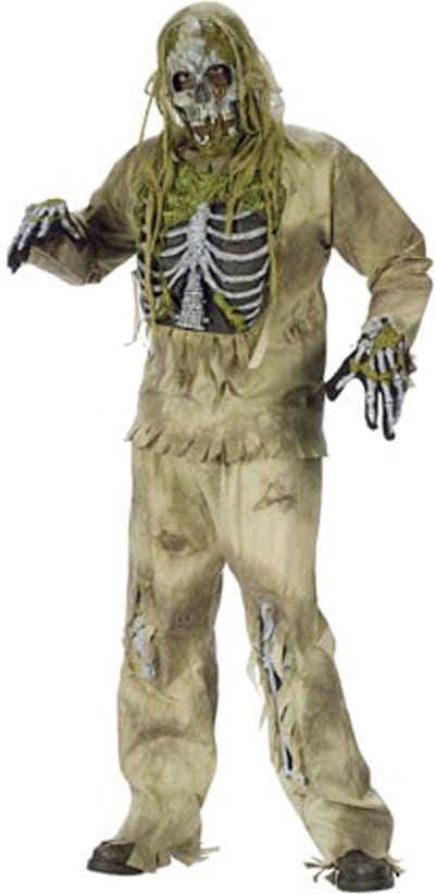 KIMU® Kostuum Zombie Moeras Skelet Pak - The Walking Dead Zombiepak Met Masker - Skelet Horror Eng Geest Festival